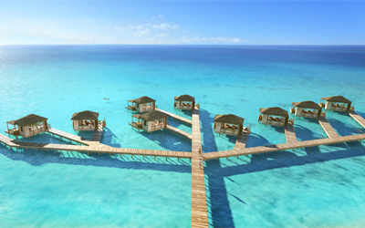 Artist's rendering of the overwater bungalows