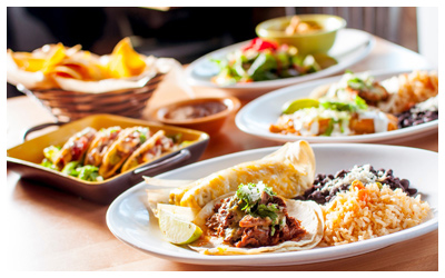 Plates of traditional Mexican foods