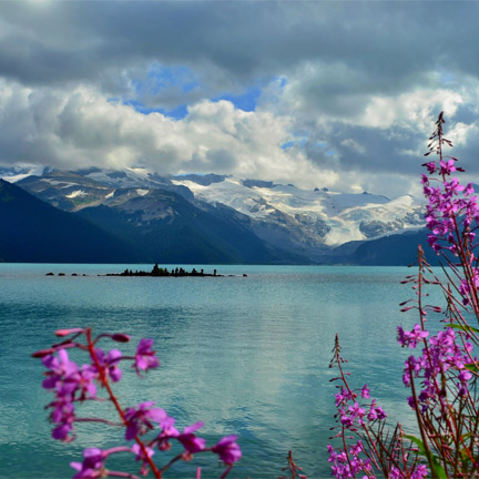 a serene summer moment at Garibaldi Lake, located in Garibaldi Provincial Park, British Columbia, Canada. 
