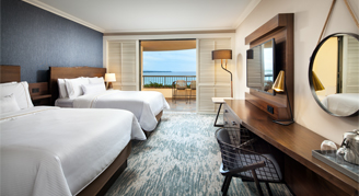 Image of two beds in an Ocean-view room.