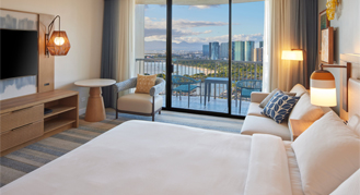 Image is of the Rainbow Tower Ocean-View Room