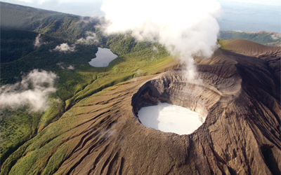 Top view of active volcano in Rincón de la Vieja National Park