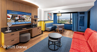 Image of the living room area of a One-Bedroom Suite.