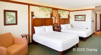 Image of two beds in a Partial-Downtown Disney-View Room.