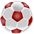 Artist's rendering of a red and white soccer ball.