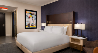 A view of the king bed in the Standard Room.