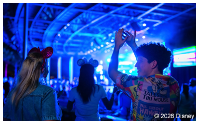 A view of travelers enjoying a concert together.