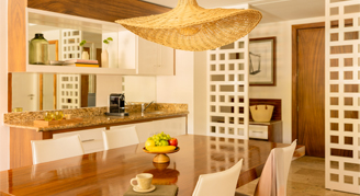 This image appears to show a contemporary dining and kitchen space.