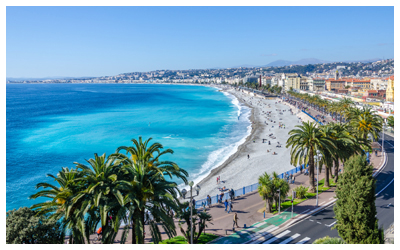 Aerial view of Promenade des Anglais in Nice, France