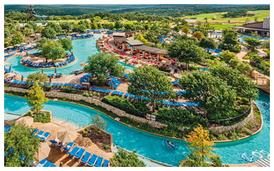 Aerial view of River Bluff Water Experience at the JW Marriott San Antonio Hill Country Resort & Spa