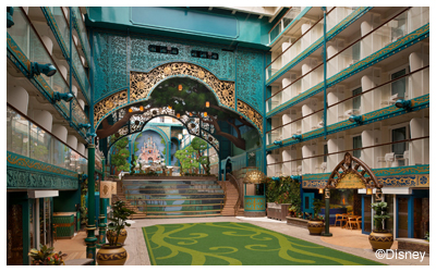 Courtyard in the Disney Imagination Garden on the Disney Adventure cruise ship
