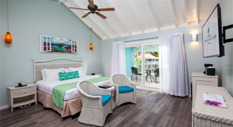 Photo of garden-view room with king bed.