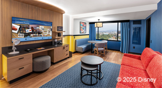 Image of a living area in a Two-Bedroom Family Connecting Suite.