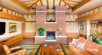 Image of the living area of a Two-Bedroom Arcadia Suite.