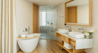 Panoramic-View Supreme Triple Room bathroom