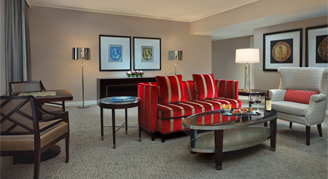 A view of a large living area in the Luxury Suite.