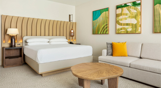 Image of a single bed in a Palace Resort-View Room.