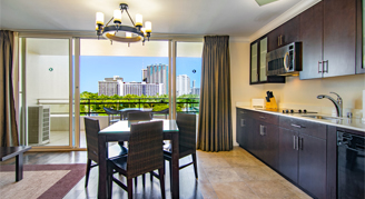 Image of a living area in a One-Bedroom Partial-Ocean-View.