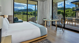 Image of a single bed in a Vineyard-View Room with Balcony.