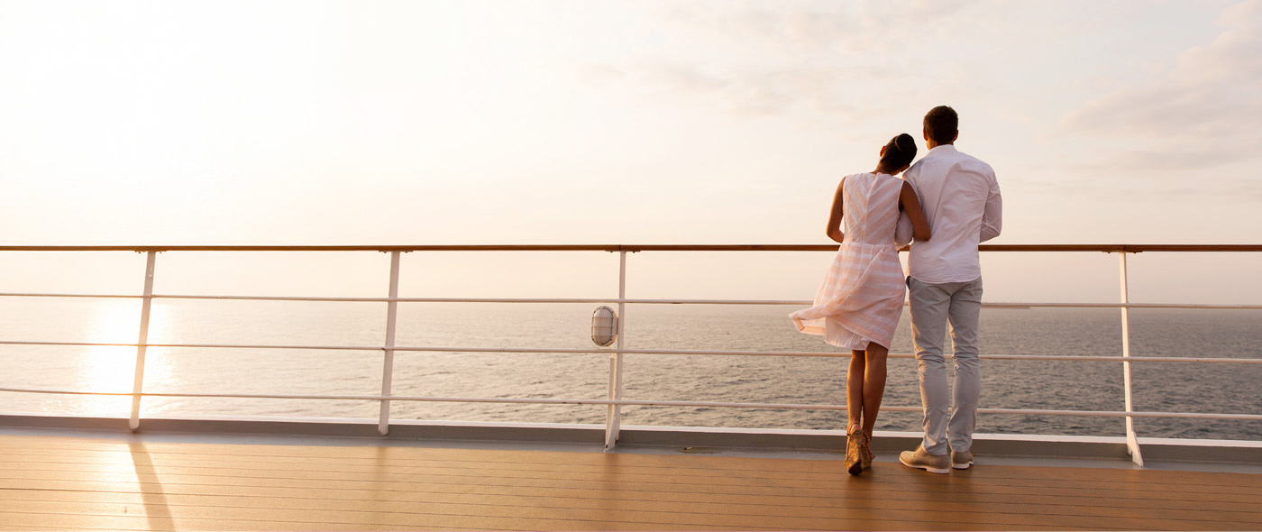 Two passengers on a cruise ship deck