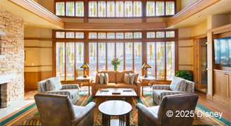 Image of the living room area of the One-Bedroom El Capitan Suite.