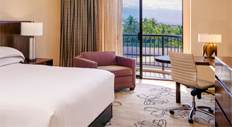 Image of a single bed in a Makai Resort-View Room.