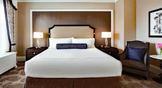 A view of the bedroom area in the One-Bedroom Suite.