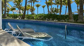 Image of the Premier Swim-Up Junior Suite at the El Dorado Royale in Riviera Maya Mexico.