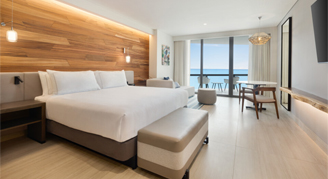 High-floor ocean-view room with one king bed