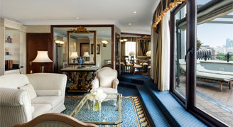 Castellana-view suite lounge area and terrace view