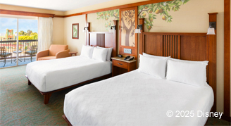 Image of two beds in a Downtown Disney-View Room.