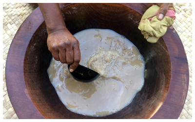 Kava is made in a communal bowl