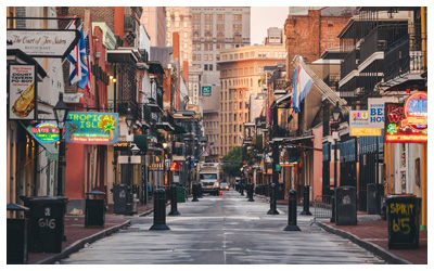 Shops along Bourbon Street