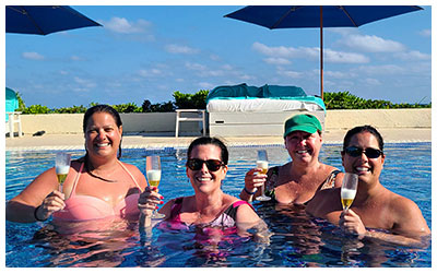 Friends in a pool