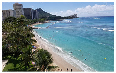 Image of Diamondhead and Waikiki Beach.