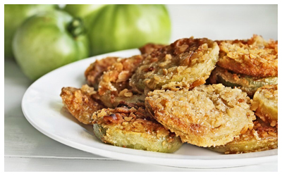 Plate of fried green tomatoes.