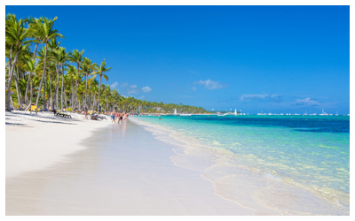 White sand beach.