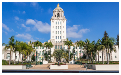 Street view of the City Hall in Beverly Hills, California