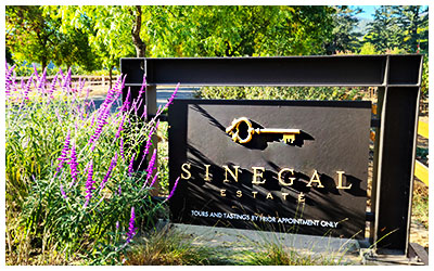 Sinegal Estate Winery sign