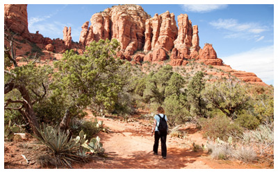 Hiker walking on the Little Horse Trail